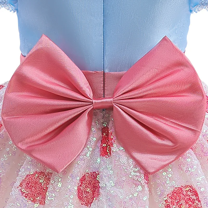 Inspiriert von Toy Kids Blaues Prinzessinnenkleid mit Ärmeln, Rosa Pailletten-Tüllkleid mit Schleifen-Haarband, Mädchen-Geburtstags-Cosplay-Kostüm, Bopeep-Kostüm – Detail 5