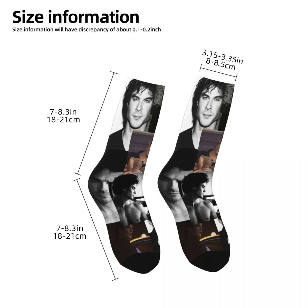 Damon The Vampire Diaries TV Show Unisex Socks,Warm 3D Print Happy Socks Street Style Crazy Sock