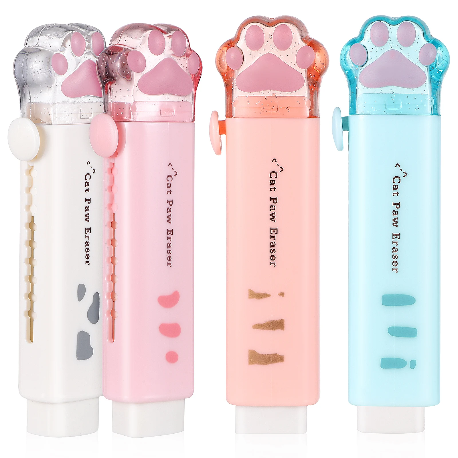 4 قطعة محايات مخلب القط محايات مطاطية قابلة للسحب السائبة لطيف Kawaii اللوازم المكتبية القرطاسية الصغيرة خفيفة الوزن #4