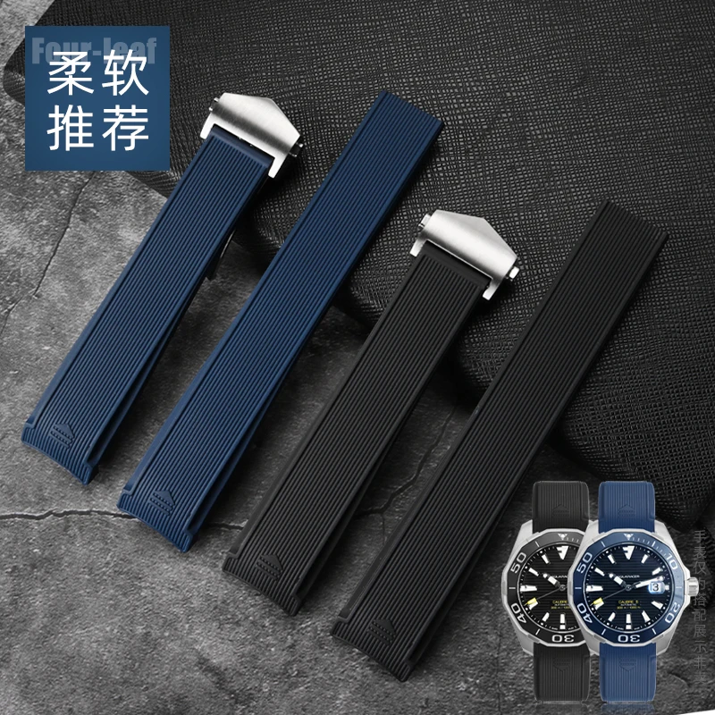 Silicone Watch Strap for TAG Heuer WAY201 111 211 Competition Dive 300 500 Calera TAG Waterproof Breathable Rubber Watch Band