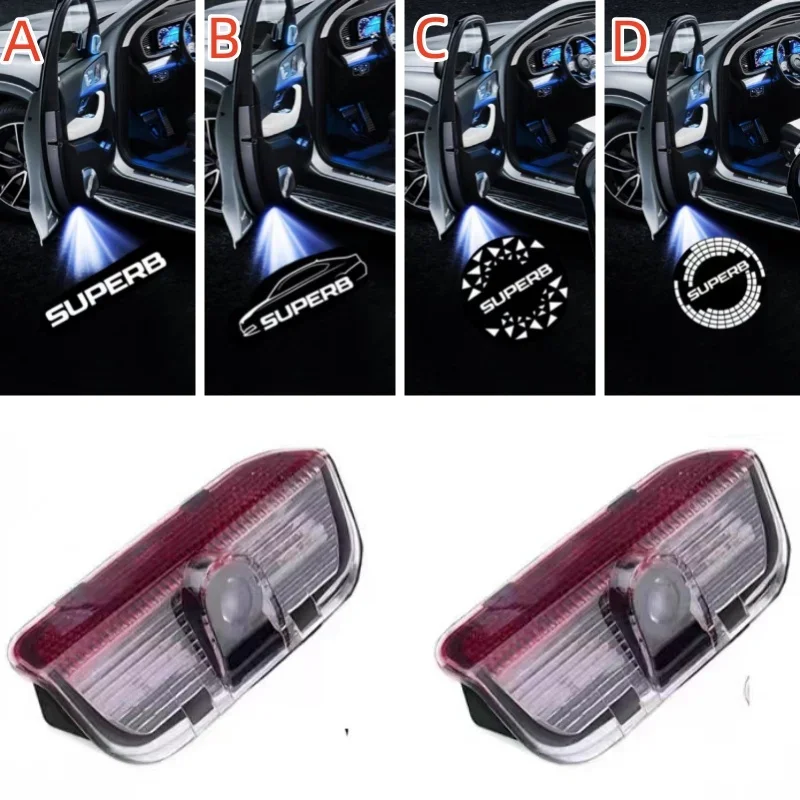 

For Skoda Superb 2003-2024 Roomster Febia Octavia Led Car Door Welcome Light Laser Projector Logo Ghost Shadow Lamp Car Goods