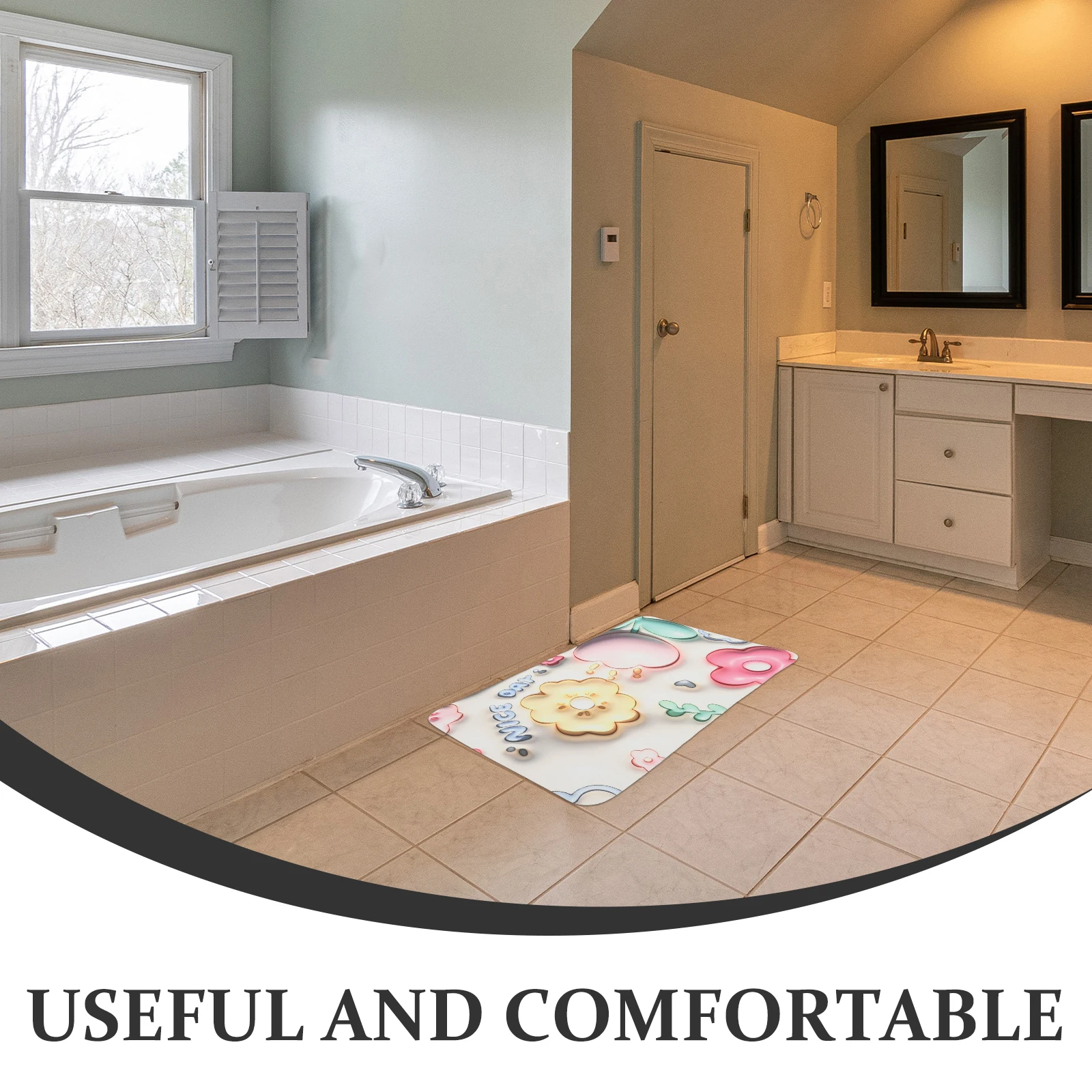 

Non slip Mat 3D Anti Skid Quick Dry Decorative Floor Mat Decorative Floor Pad for Home Use Washable Reusable Bath Rug
