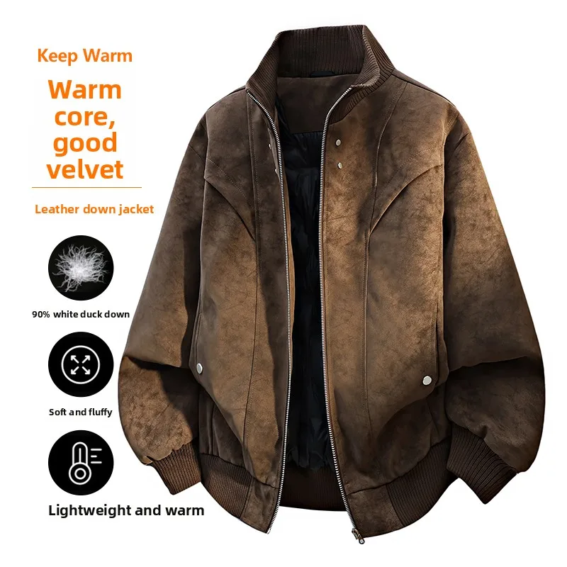 

M8XL New National Stand Large Size Men's Suede Jaet down Parka Casual Sle Busin Casual White Du down Vest