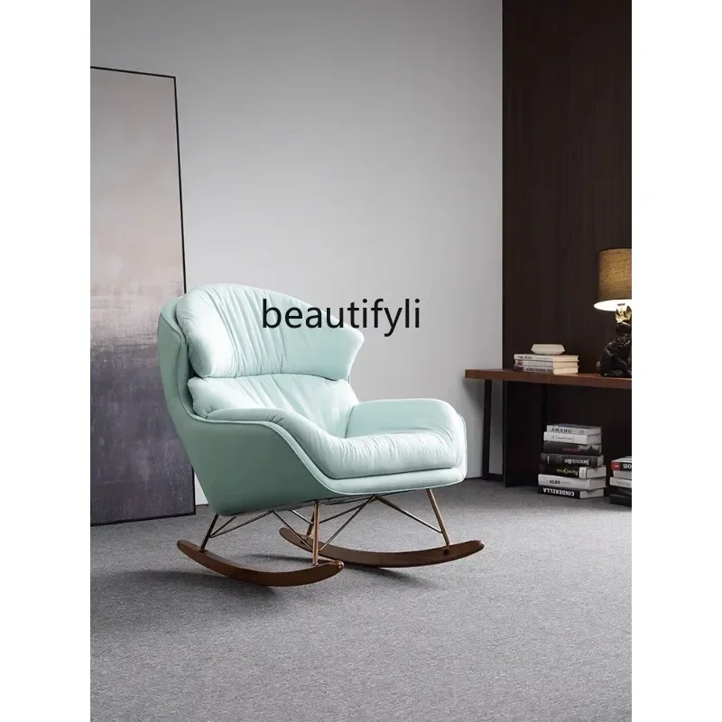 

07Nordic Rocking Chair Recliner Adult Household Small Apartment Simple Modern Living Room Balcony Leisure Rocking Chair Sofa