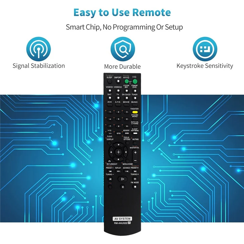 Replace RM-AAU022 Remote for Sony Home Theatre System STR-DG520 STRKM7500 HTDDWG700 HT-SF2300 STR-KS2300 HT-SS2300