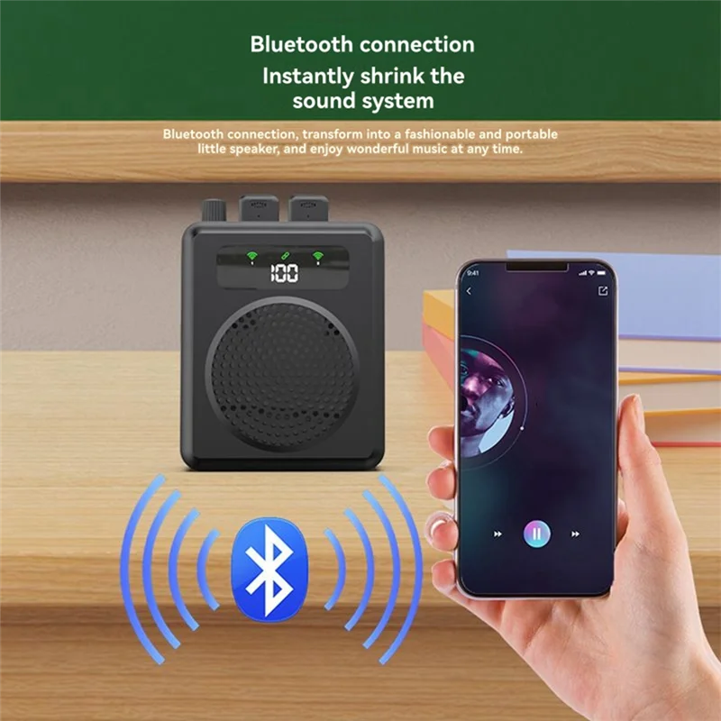 ABAC-Mini kabelloser Megaphon-Lautsprecher mit Lavalier-Mikrofon, tragbarer Sprachverstärker für Lehrer, Reiseleiter, Trainer