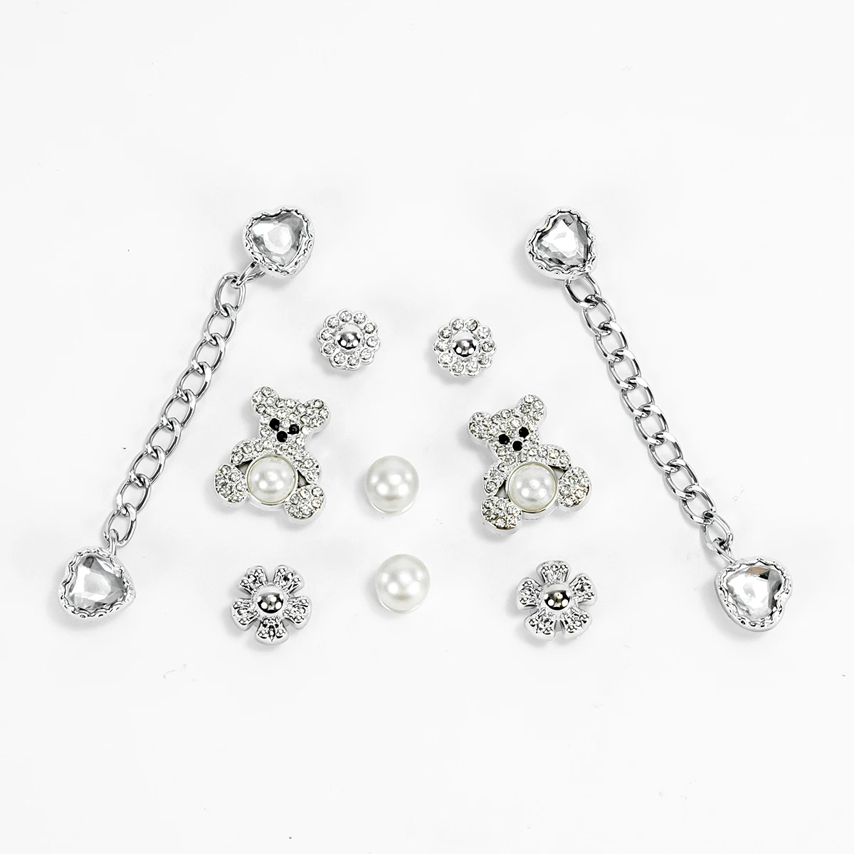 

2025 New Silver Bear Women's Shoes Accessories Crocs DIY Shoes Accessories Shoe Flowers (10Pieces)