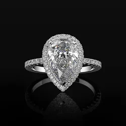 Creative Sparkle Drop Shaped Zircon Stainless Steel Ring For Women Fashion Trend Finger Ring Female Party Engagement Jewelry