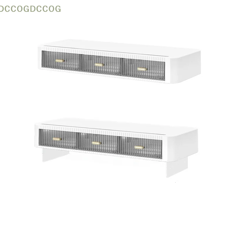 Transparent Computer Monitor Holder With Drawer LED Light PC Screen Stand Bracket Rack Night Lamp Desktop Storage Organizers