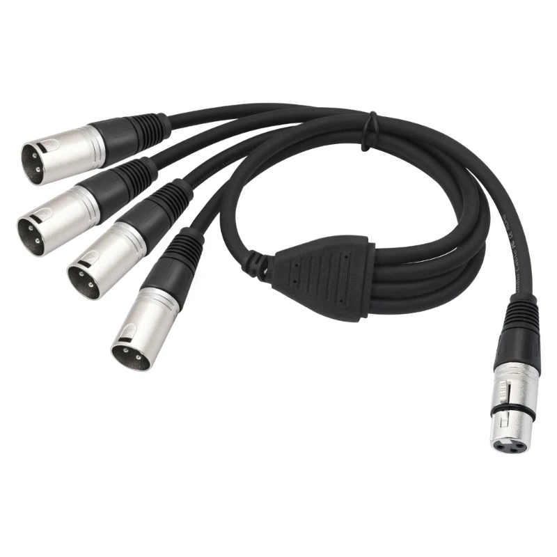 4Way 3Pin XLR Expansion Adapter Line 1 Female To 4 Male Splitter Cable For Microphones Mixers Amplifiers Balanced Connection