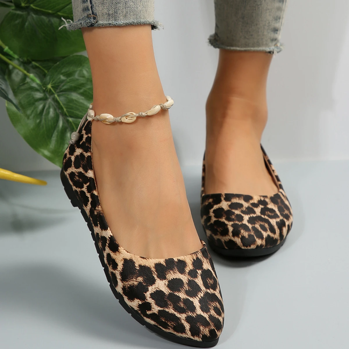 Zapatos planos con estampado De leopardo para Mujer, mocasines planos De boca baja a la moda, cómodos e informales, 2024