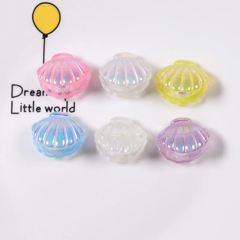 Mini cabujones de resina de concha nacarada Kawaii, accesorios de horquilla para fiesta, manualidades decorativas, 10 piezas, J65