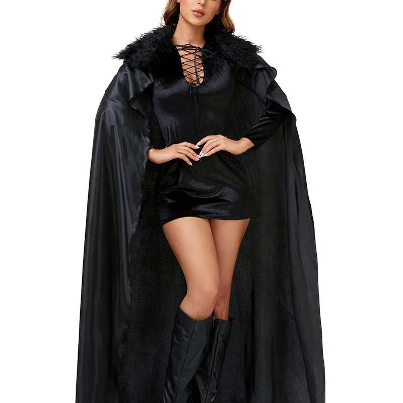 Großes Halloween-Hexenkostüm für Erwachsene, Teufelshexe, Bla-Hexenrock, traditionelles Festival-Urlaubsoutfit für Damen