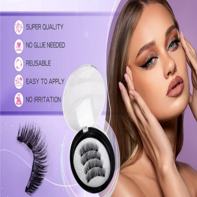 Hochwertiges, antiempfindliches, weiches, bequemes Chemiefaser-4-Magnete, wiederverwendbares und leichtes V-Wimpernzangen-Set