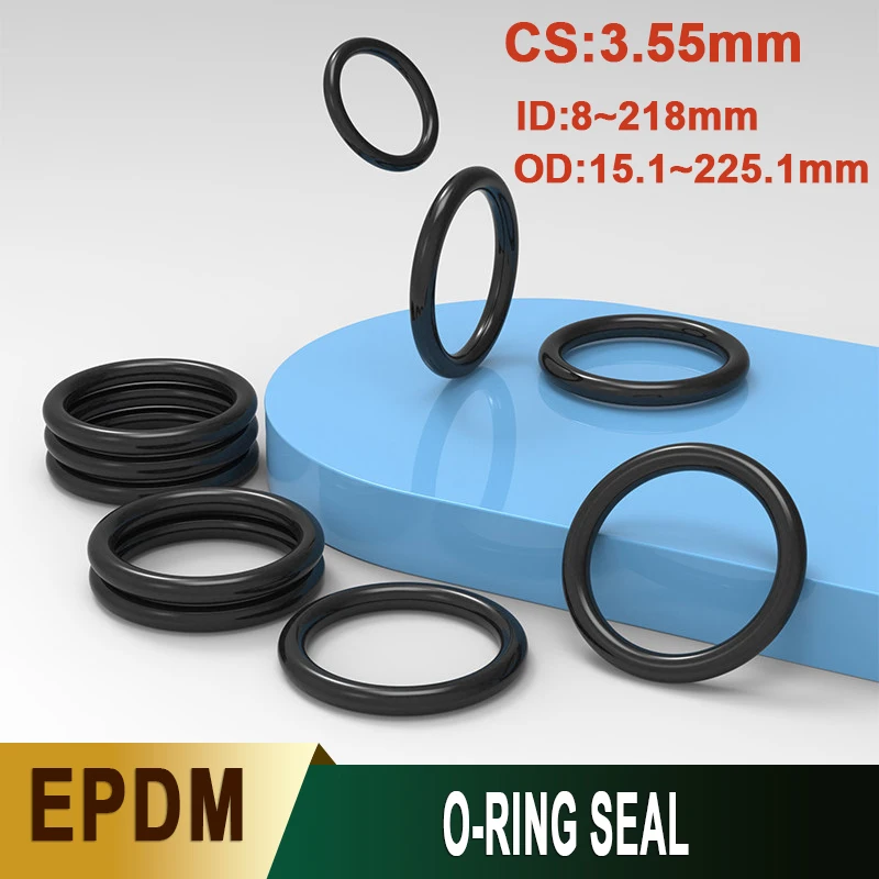 EPDM O-Ring CS 3.55mm OD 15.1~225.1mm High Temp Resistant Acid Alkali Resistant Rubber O Ring Seal For Automotive Plumbing