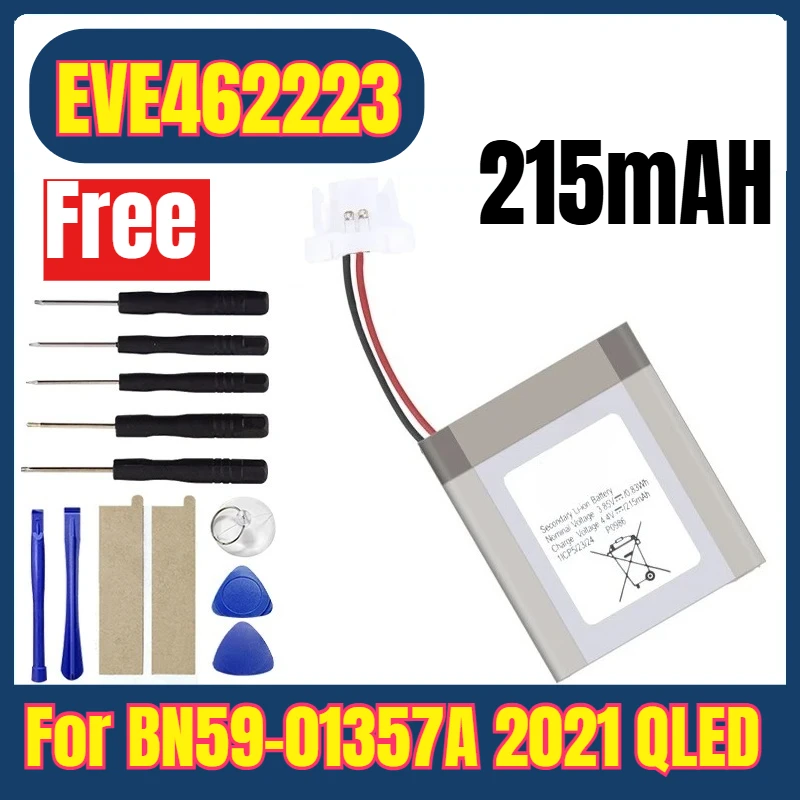 

Аккумулятор емкостью 215 мАч для EVE462223 BN59-01357A 2021 QLED Voice Solar Energy TV Пульт дистанционного управления TM2180E QN9 QN8 QN7 N43LS03AAFXZA + инструмент