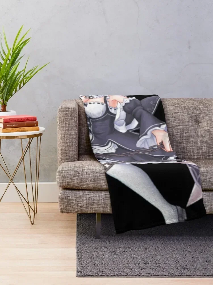 Rem ( re zero ) Throw Blanket Plaid on the sofa Stuffeds Comforter Blankets