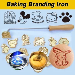 Branding Iron Baking Food Stamp DIY Cartoon Heat Stamp For Bakery Burger Cake Bread BBQ Wood Hot Brass With Handle Stamping Mold