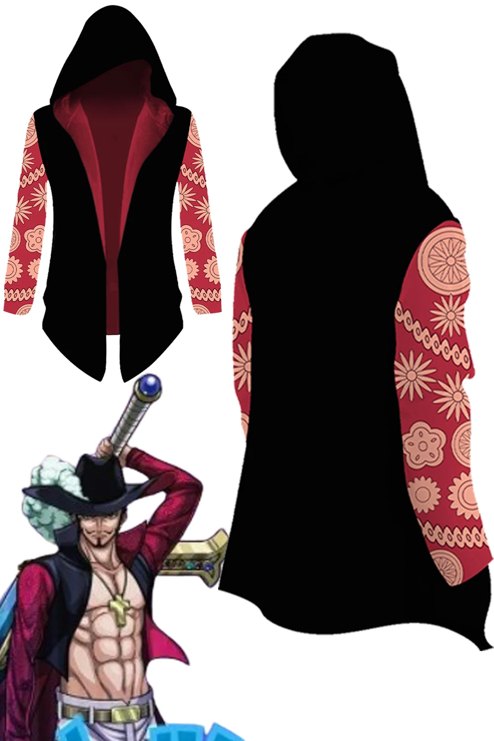 Anime Dracule Mihawk Cosplay One Cos Stück Fantasy Mantel Wind break Kostüm Outfits Erwachsenen Halloween Karneval Anzug für Damen Frauen