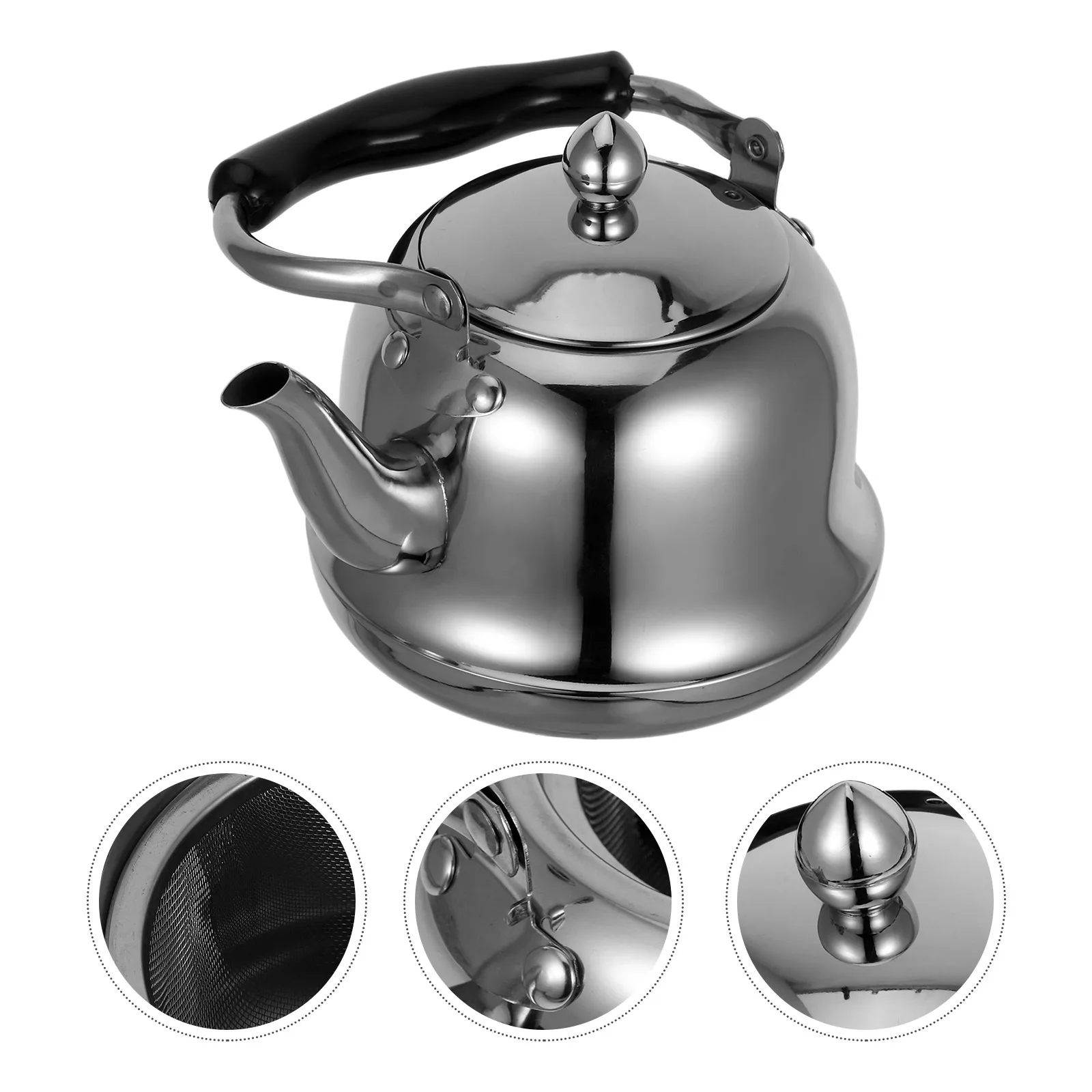 

Stainless Steel Kettle Rust Resistant Fast Heating Comfortable Handle Sleek Design Home Restaurant Use Tea Pot Stovetop