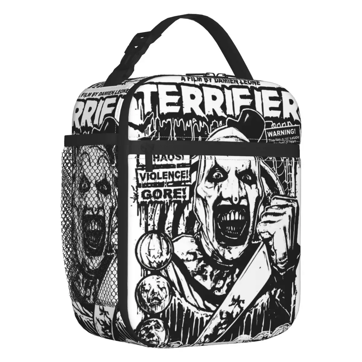 

Custom Terrifier Lunch Bag Women Thermal Cooler Horror Movie Halloween Insulated Lunch Boxes for Student School