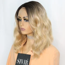 Sivir Synthetic Hair Natural Wave Part Lace Wigs For Women  Orange Pink Ombre/Blond Ombre Color High Temperature Fiber Cosplay