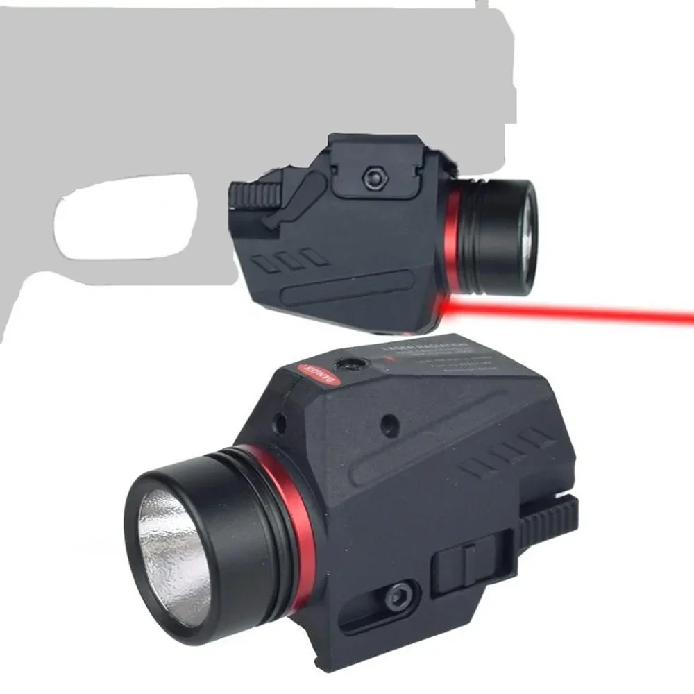 

LED Flashlight Red Tactical Laser Sight For 20mm Rail Mini Glock Pistol GunLight lanterna Airsoft Light