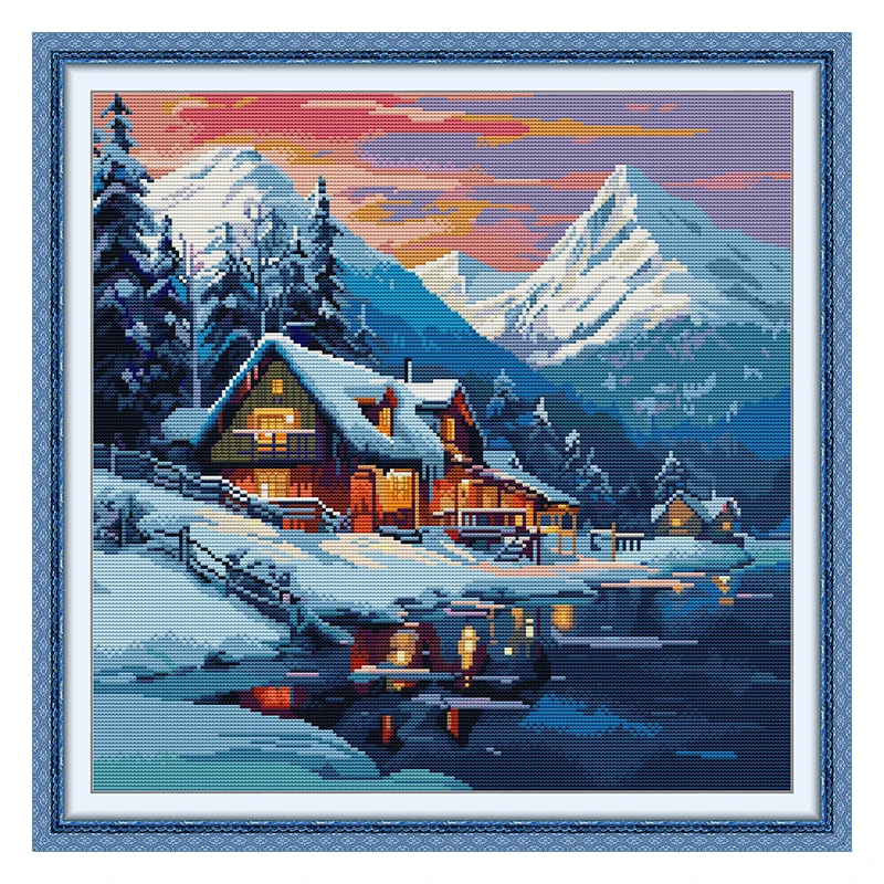 Winter Snow Country Patterns Counted Cross Stitch Set DIY 11CT 14CT 16CT Stamped DMC Cross-stitch Kit Embroidery Needlework