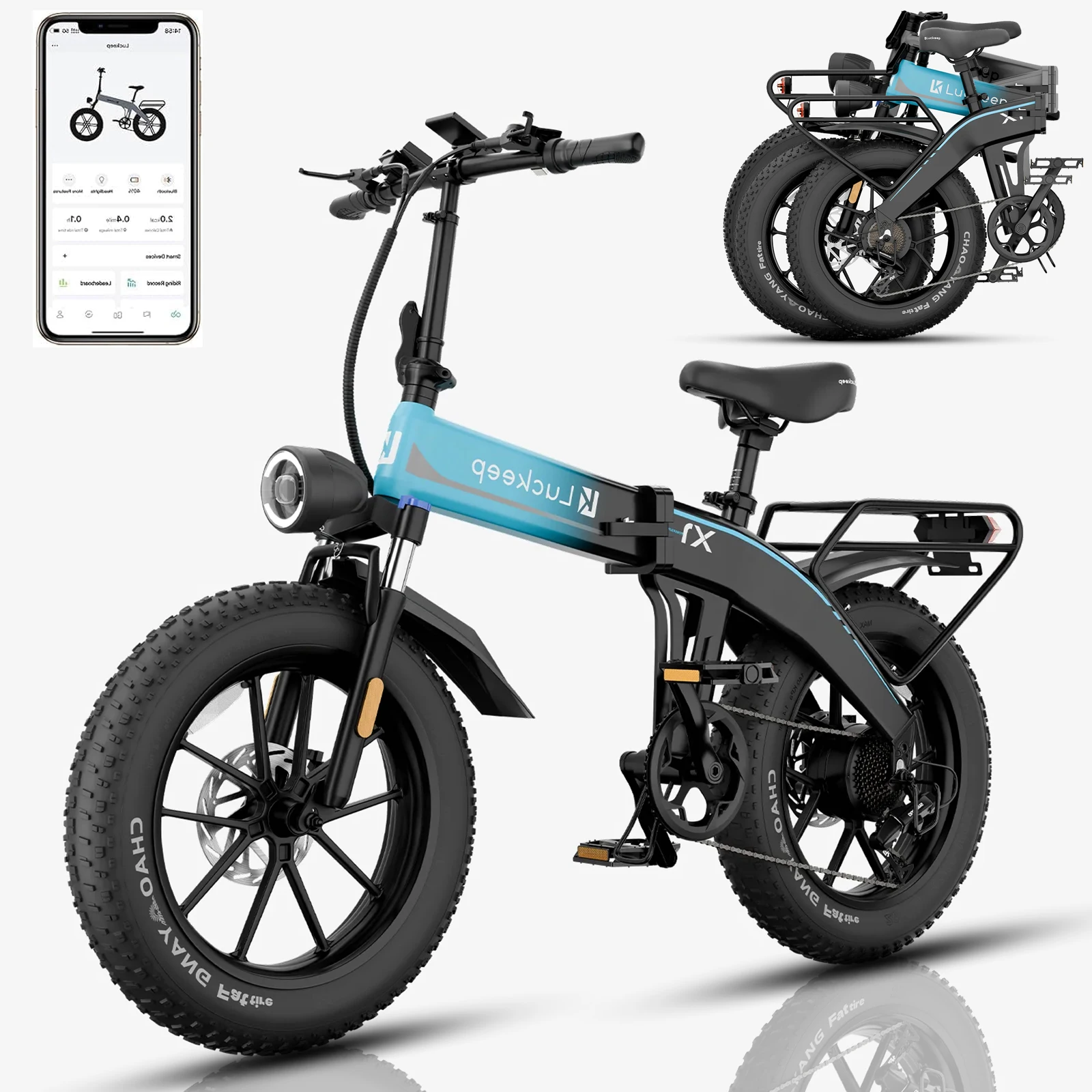 

Electric Bike Foldable Luckeep X1 20" 1500W Motor Top Speed 28Mph 15AH City E-Bike Max Range 60Miles Max Load 330Ibs US Stock