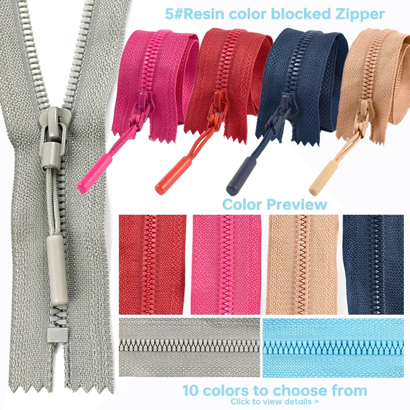 

10/20P Meetee 5# Resin Zipper 15-80cm Close/Open End Clothes Decor Zippers Bag Wallet Closure Zips Sewing Zip Repair Accessories