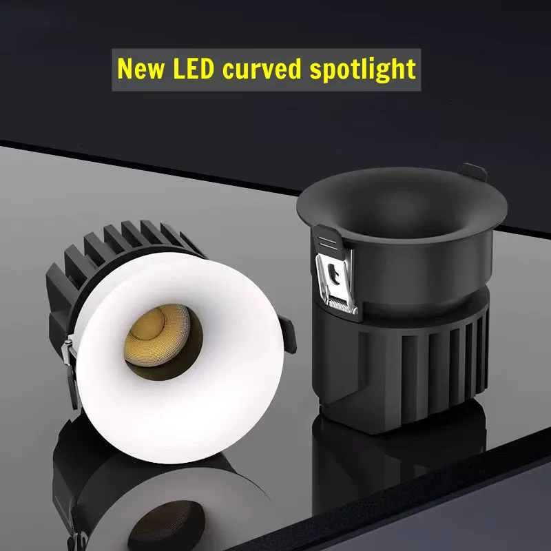 

2025 New type LED curved surface spotlights, anti-glare downlights, living room and bedroom ceiling lights for indoor lighting
