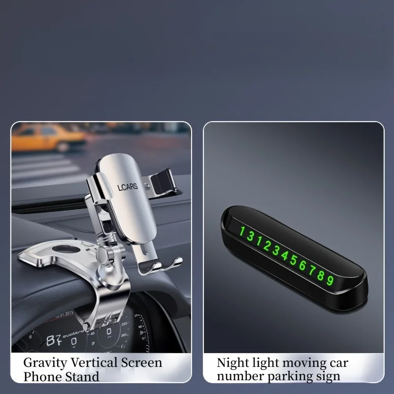 Lcars Car Dashboard Phone Holder Suitable for Car Phone Navigation and Entertainment, with a Clip-On Alloy Panel Base Made of Abs Material, 2026 New Model Car Phone Holder, Gravity-Type Dashboard Clip for Car Navigation, Anti-Shake Support Bracket (Cannot Hold the Phone Horizontally, Can Only Hold t