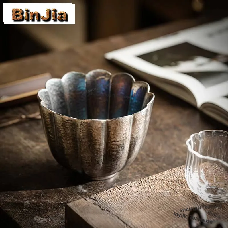 700ml Handmade Colourful Silver Plated Jianshui Zen Washing Cup Bowl Writing-brush Washer Household Chaxi Supplies Collection