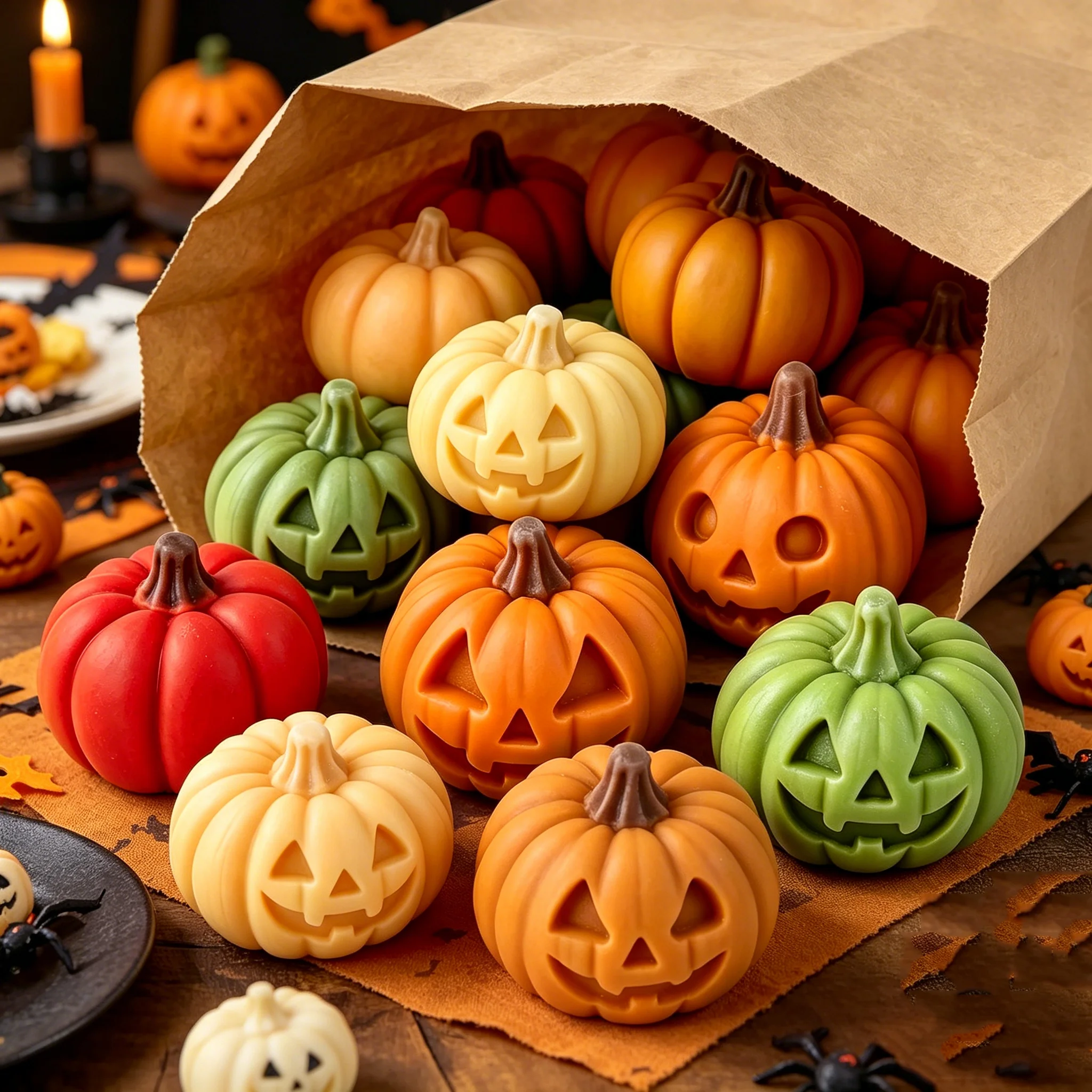 Halloween-Kürbis-Duftkerzen-Silikonform, Simulierte Teufel-Kürbis-Geister-Gipsformen, Süßigkeiten-Schokoladen-Backform