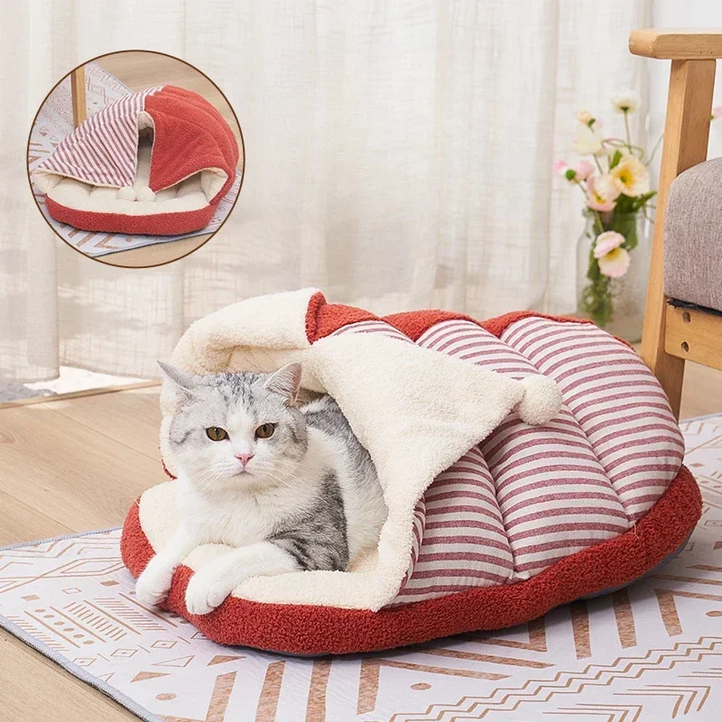 Warm Thickened Cat/Dog Nest for Winter Funny Halloween Clown Design Pet House Comfortable Short Plush Bed for Kitten Puppy