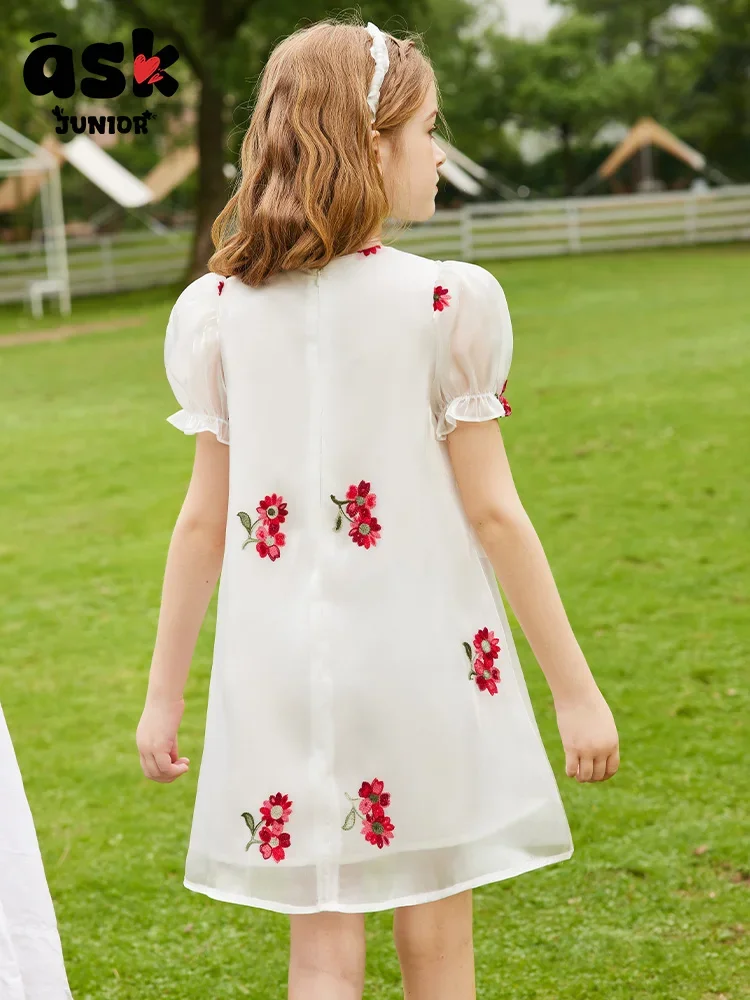 فستان صيفي رقيق بأكمام قصيرة على طراز الأميرة الجميلة للفتيات من جونيور توين #2