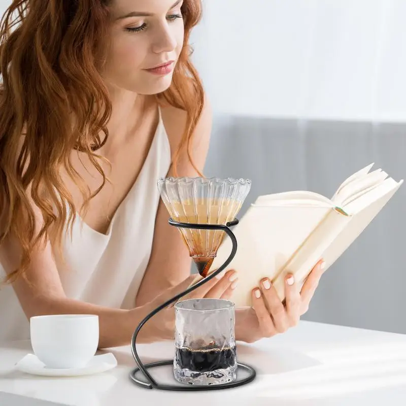 Pour Over Coffee Station Pour Over Coffee Dripper Metal Drip Filter Cup Rack Stand Minimalist Filter Holder Dripping Water Hand
