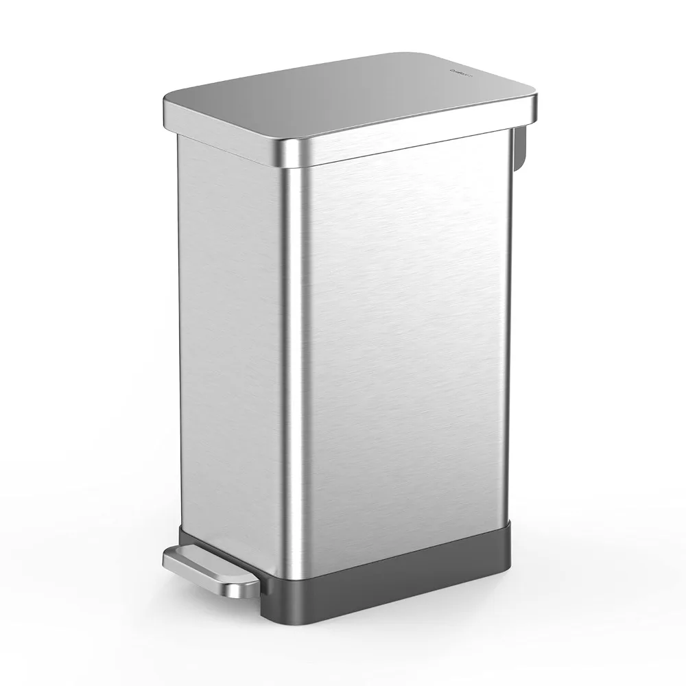 

50L/13Gal Heavy Duty Hands-Free Stainless Steel Commercial/Kitchen Step Trash Can, Fingerprint-Resistant Soft Close