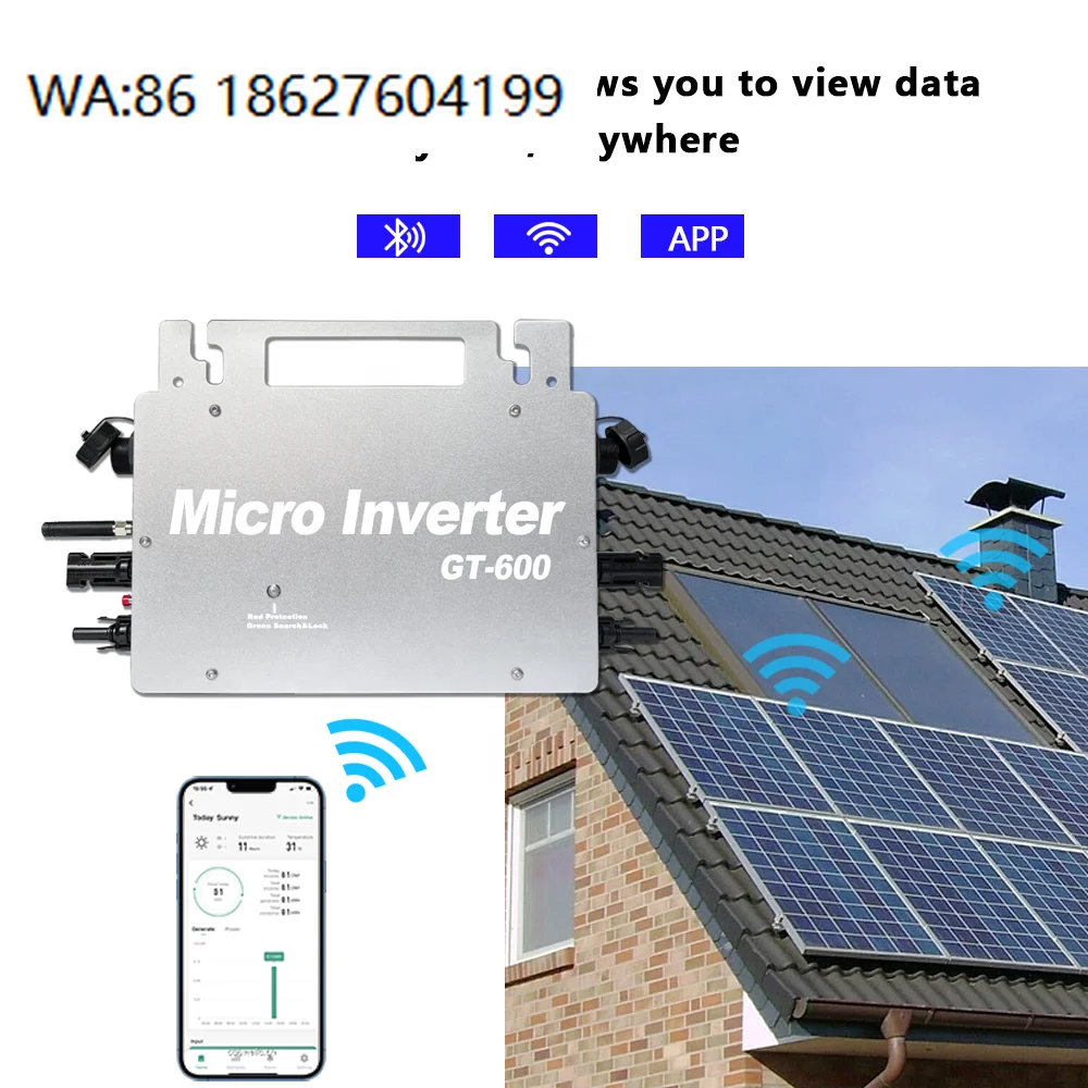 600W All In One Battery Integrated Solar Micro Inverter MPPT Tracking Single Phase Grid Tie DC AC Converter Balcony
