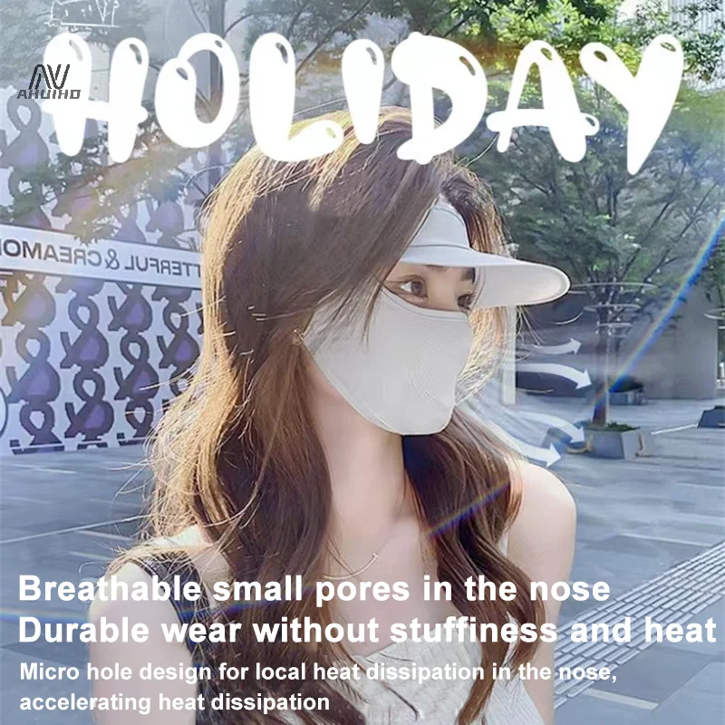 Summer Face Sunscreen Mask UV Protection With Brim Mask Breathable Cover Face Ice Feeling