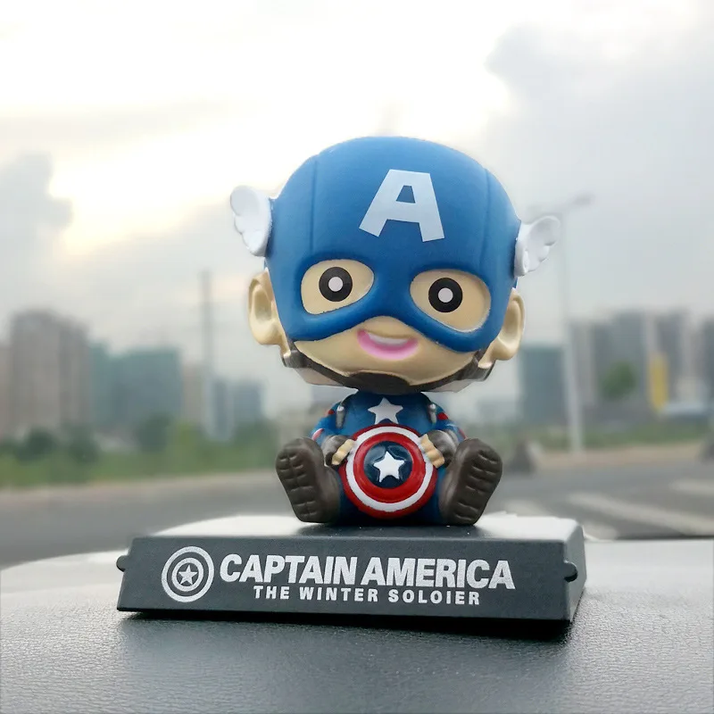 11cm Q-version American superhero Batman Spider Man Superman cartoon Car Doll Shaking Head Auto Bobble Head Kids Toys Gift