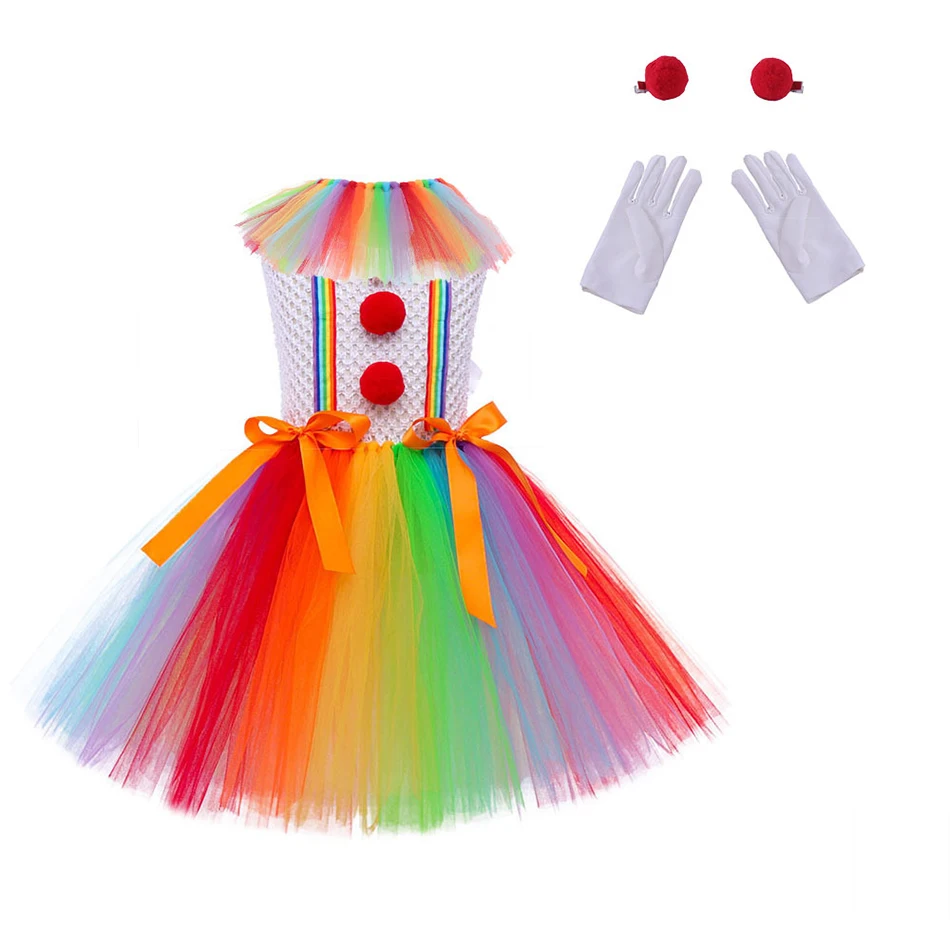 Disfraz de payaso y princesa para niños, disfraz adecuado con doble dosis de Halloween o fiesta, divertido traje caprichoso y festivo