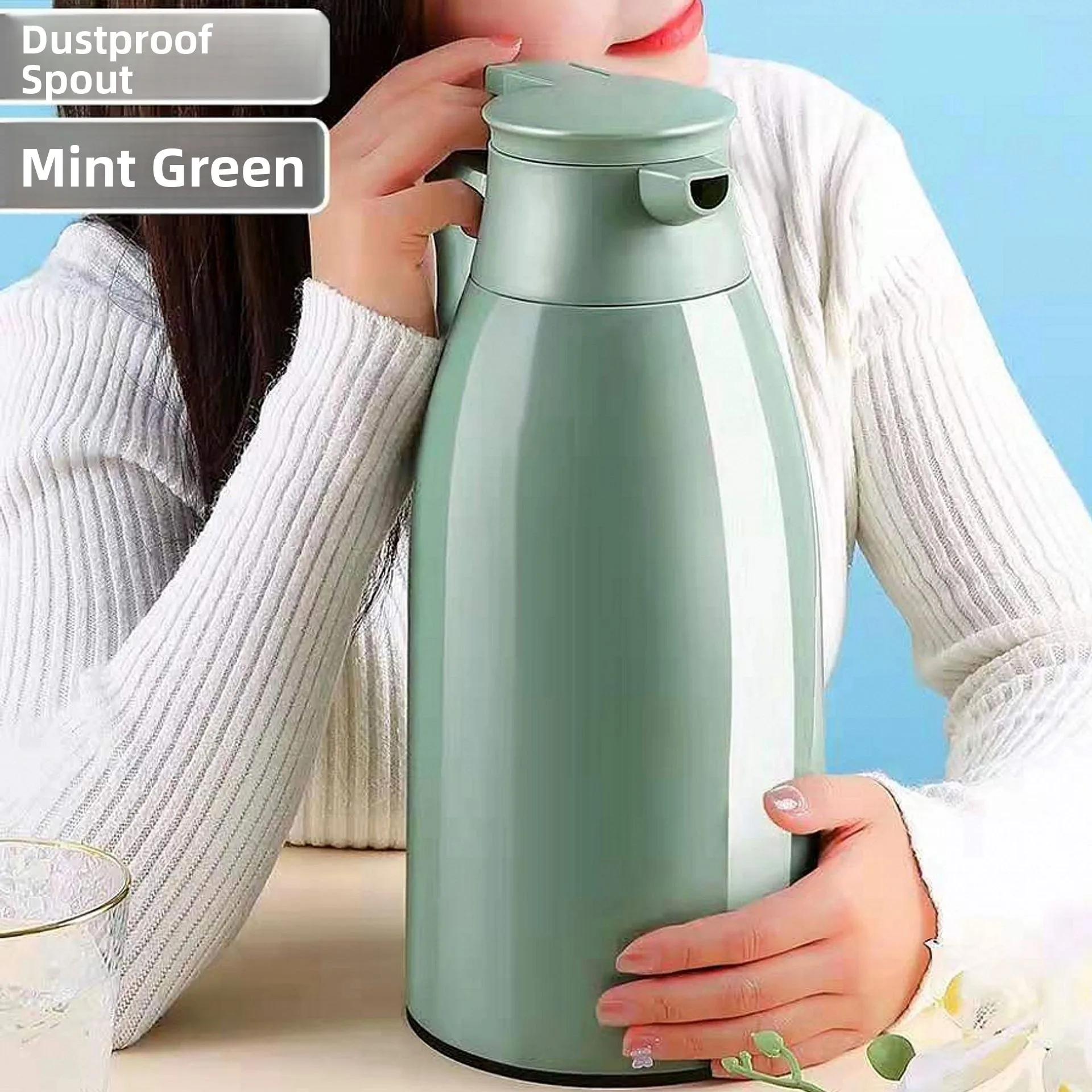 

Large Capacity Glass Inner Barrel Insulated Tea Pot Dustproof Water Bottle European Style Temperature Display Home Use Water ...