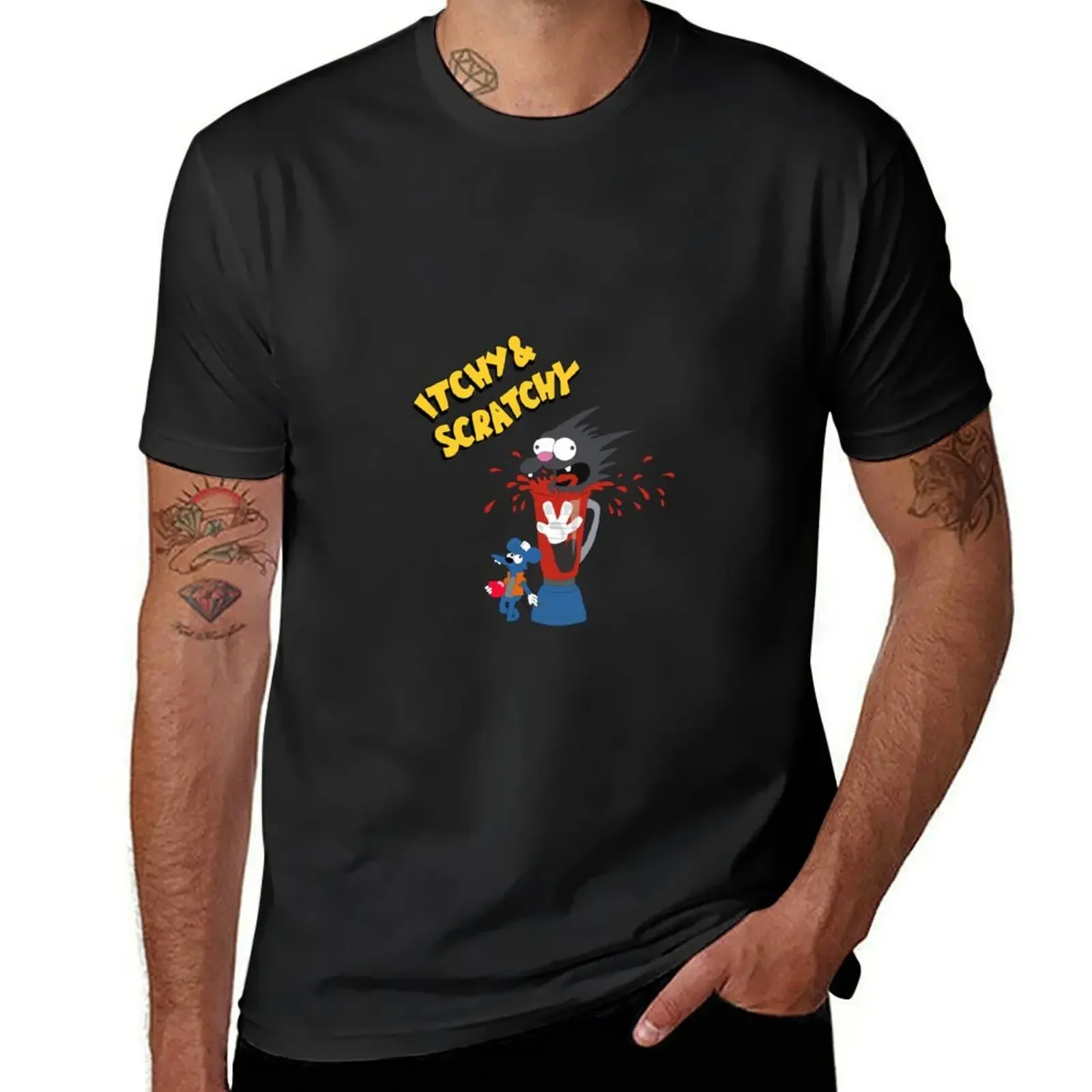 Itchy and scratchy T-Shirt summer tops essential t shirt oversized rapper graphic tees fruit of the loom mens t shirts