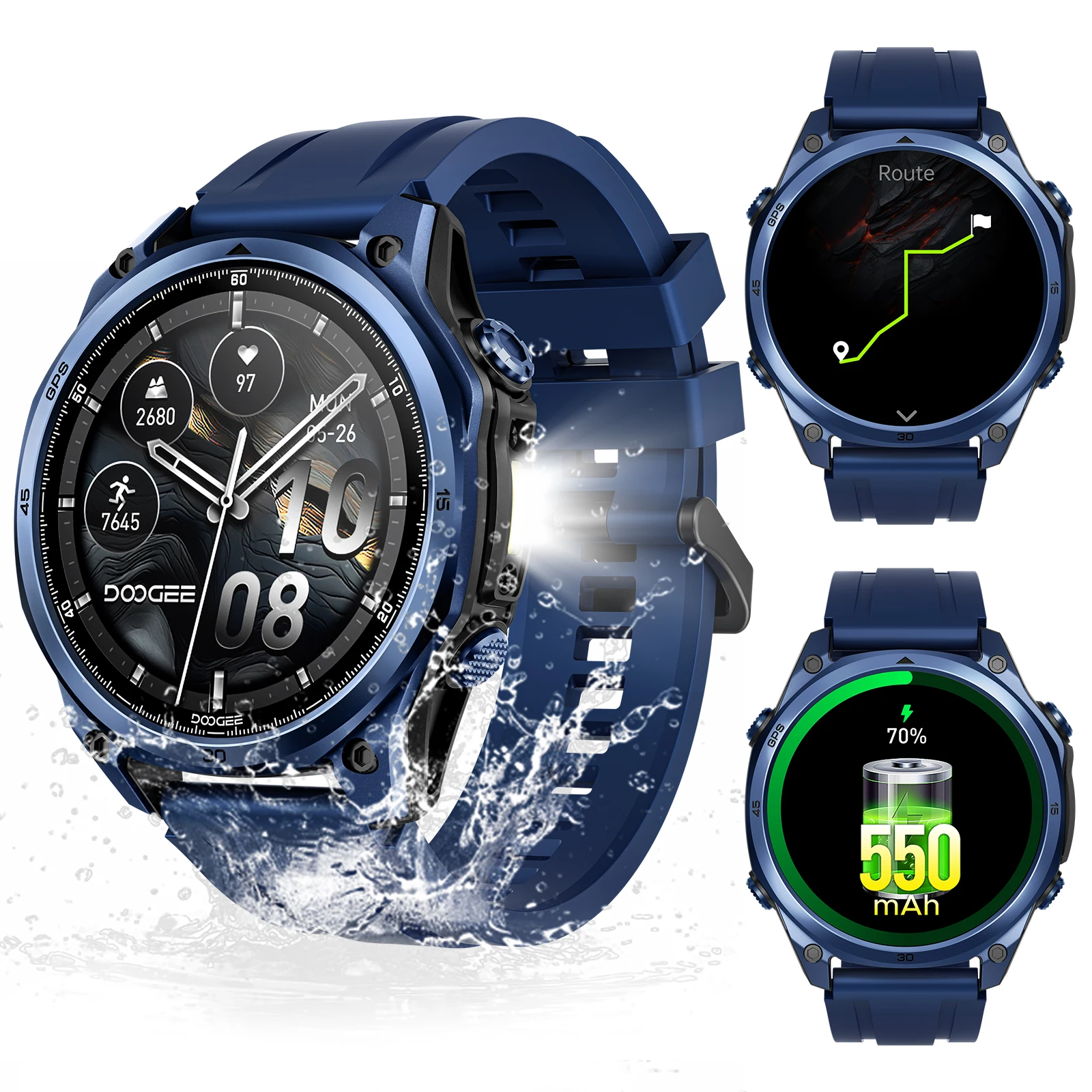 DOOGEE ANYWISE W1 PRO AI Smartwatch 5ATM IP68 Waterbestendigheid 1,43 " AMOLED-display GPS-tracking Sporthorloge met offline kaarten