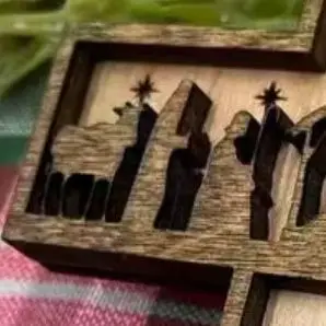 1pc 3D Nativity Scene Wooden Cross Ornament, Handmade Christmas Tree Decoration, Home And Religious Decoration