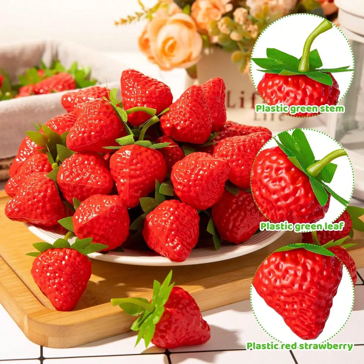 50/100pcs Artificial Fruits Plastic Strawberry Christmas Holiday Decorations DIY Gifts Box Handicraft Scrapbook Home Table Props