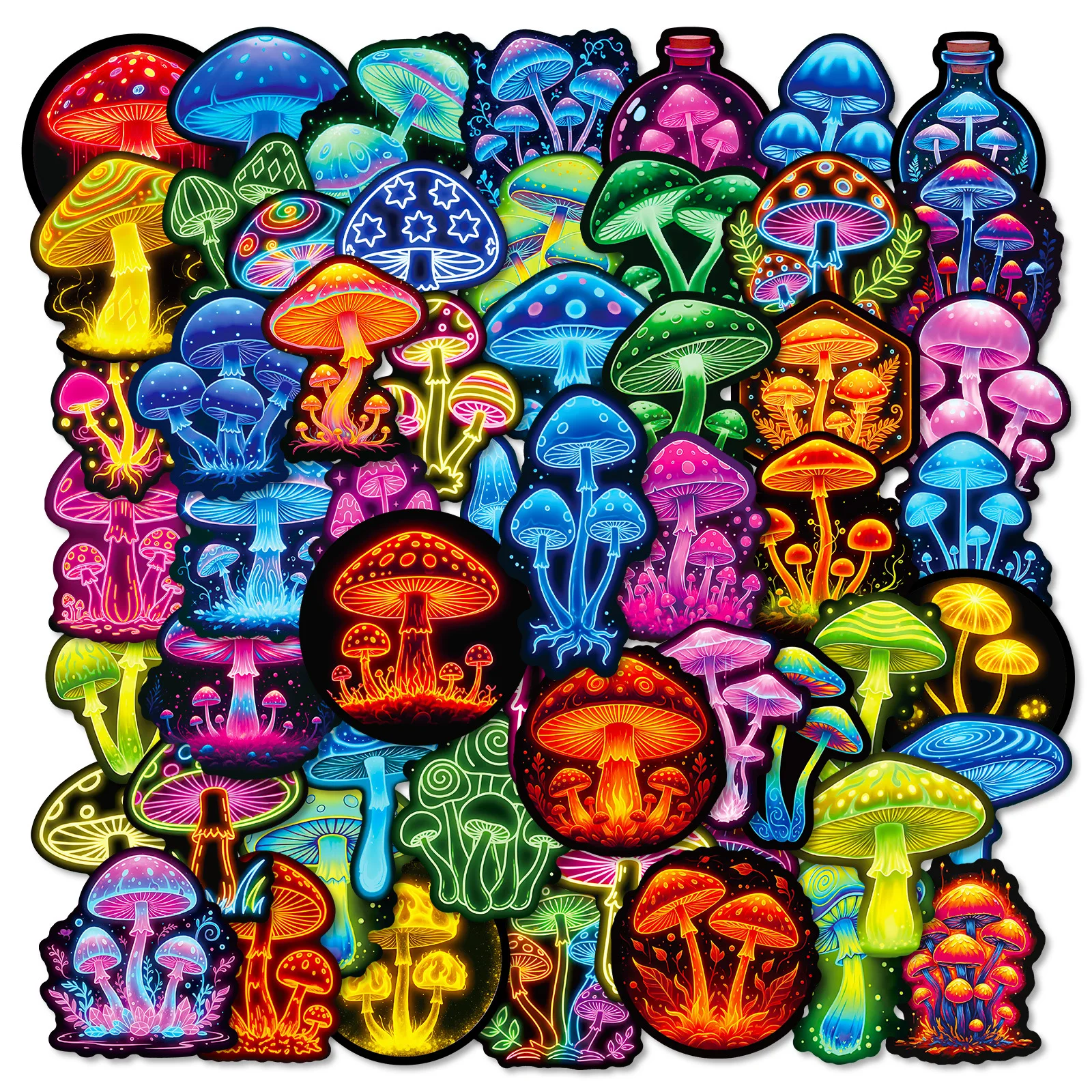 AliExpress NONE 56/112Pcs Neon Mushroom Reusable Stickers Waterproof Decals for Helmet Skateboard Bicycle Computer Stationery Box Multicolor