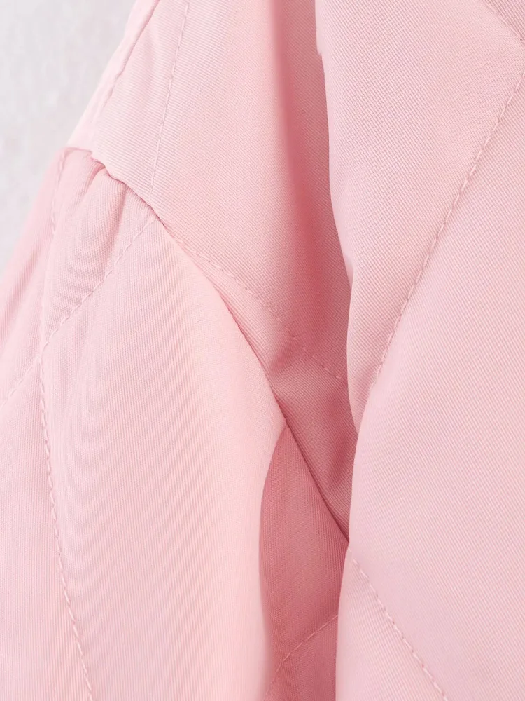 HH-Chaqueta acolchada con diamantes y cuello de pana de nailon grueso de alta densidad para mujer, abrigo con bolsillo y cremallera de solapa, otoño 2025