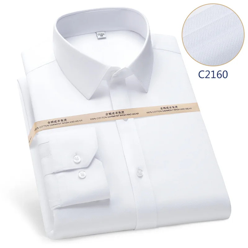 

8XL Premium Non-Iron DP 100 cotton long sleeve Shirt for Men Business Formal DP Cotton Office Work White Shirt men long sleeve